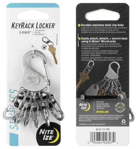Kulcstartó 6 db karabínerrel, ezüst színű, Locker NI-KLK-11-R3 KeyRack Locker NITE Ize 5. kép