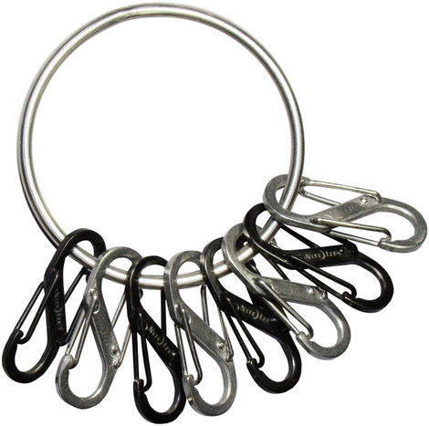 Kulcskarika 8 db S-Biner karabínerrel NI-BRG-M1-R3 BigRing 8 S-Biner NITE Ize