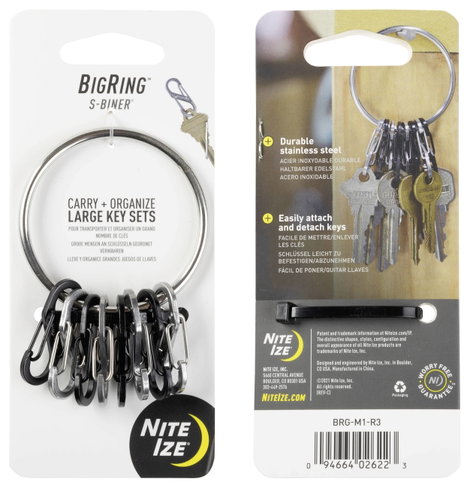 Kulcskarika 8 db S-Biner karabínerrel NI-BRG-M1-R3 BigRing 8 S-Biner NITE Ize 6. kép