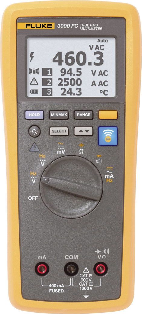 Grafikus, többsoros digitális multiméter, True RMS adattárolós, bluetooth kapcsolat Fluke FLK-3000 F 3. kép