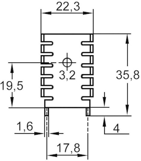 Hűtőborda 21 K/W 35,8 x 22,3 x 6,4 mm TO-220, Assmann WSW V5641B-T 2. kép