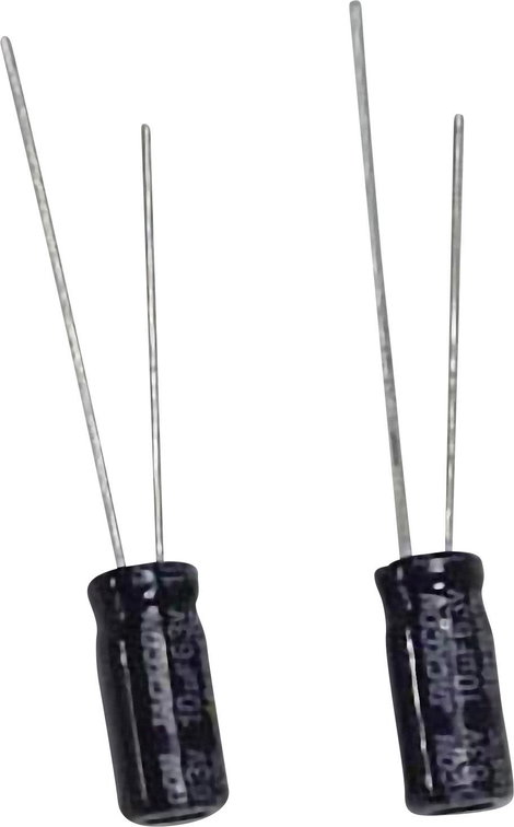 Szubminiatűr elektrolit kondenzátor, radiális, álló, RM 2,5 mm 22 µF 63 V 20 % Ø 6,3 x 11 mm