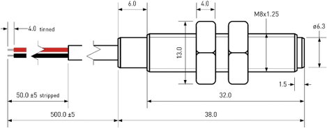 Reed érzékelő PIC MS-228M-6/972 1 záró 0.7 A/DC/ 0.5 A/AC 350 V/DC / 300 V/AC 50 W/ 70 VA 2. kép