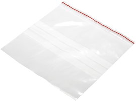 Simítózáras tasak 200 x 200 mm, átlátszó, feliratozható csíkkal