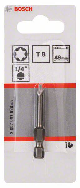 Csavarozó bit extrakemény, T8, 49 mm Bosch 2607001628 T 8 hossz:49 mm 2. kép