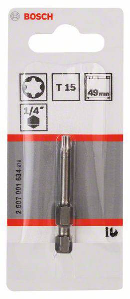 Csavarozó bit extrakemény, T15, 49 mm Bosch 2607001634 T 15 hossz:49 mm 2. kép