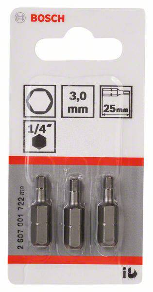 Csavarozó bit extrakemény, HEX 3, 25 mm Bosch 2607001722 3.0 mm hossz:25 mm 2. kép