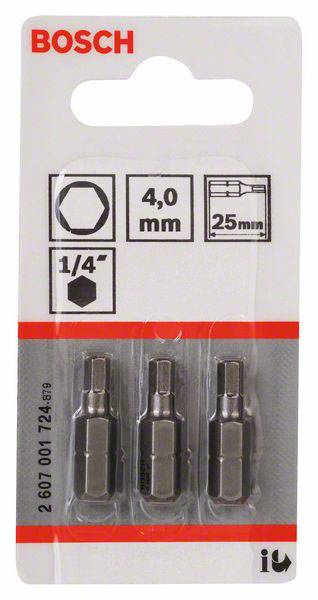 Csavarozó bit extrakemény, HEX 4, 25 mm Bosch 2607001724 4.0 mm hossz:25 mm 2. kép