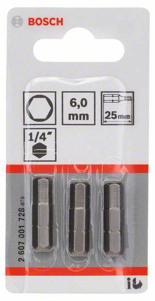 Csavarozó bit extrakemény, HEX 6, 25 mm Bosch 2607001728 6.0 mm hossz:25 mm 2. kép