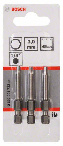 Bosch csavarhúzó BIT készlet, 3mm-es hatlapfejű 3db-os szett Bosch 2607001732 2. kép