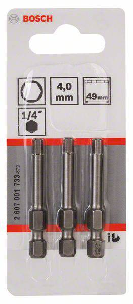 Csavarozó bit extrakemény, HEX 4, 49 mm Bosch 2607001733 4.0 mm hossz:49 mm 2. kép
