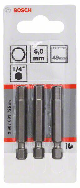 Csavarozó bit extrakemény, HEX 6, 49 mm Bosch 2607001735 6.0 mm hossz:49 mm 2. kép