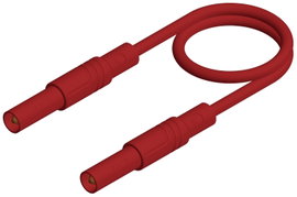 Mérőzsinór, szigetelt mérővezeték 2db 4mm-es toldható banándugóval 1 mm² PVC, 25cm piros SKS Hirschm
