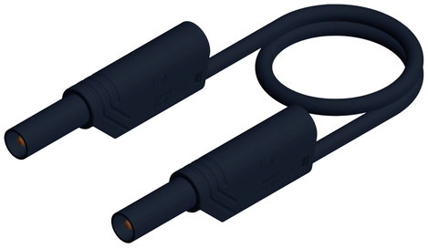 Mérőzsinór, szigetelt mérővezeték 2db 4mm-es toldható banándugóval 1 mm² PVC, 1 m fekete SKS Hirschm