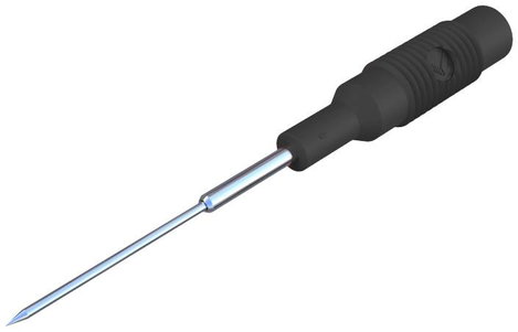 Mérőhegy, mérőtüske, 4mm-es banándugó aljzattal, fekete SKS Hirschmann MZS 1