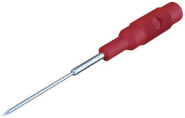 Mérőhegy, mérőtüske, 4mm-es banándugó aljzattal, piros, SKS Hirschmann MZS 1