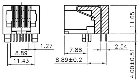 RJ12 beépíthető csatlakozó aljzat, 6P6C, vízszintes, ASSMANN WSW A-20041-LP 2. kép