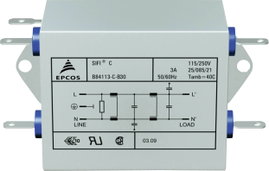 Epcos Hálózati zavarszűrő, SIFI C, nagy csillapítás STANDARD SZŰRŐ, SIFI C, 2X3A 250V 115/250 V/50-6
