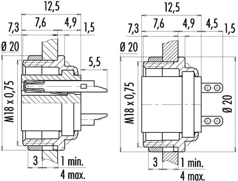 Miniatűr dugaszolható csatlakozó, 682-es sorozat Pólusszám: 8 DIN peremes doboz 5 A 09-0474-80-08 Bi 2. kép