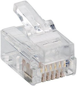 RJ12 moduláris csatlakozó dugó, egyenes, 6P6C, Lumberg P 128