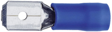 Laposérintkezős dugó, 4,8 mm / 0,8 mm 180°, részlegesen szigetelt, kék Klauke 8303B