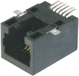 RJ10 SMD beépíthető csatlakozó aljzat, 4P4C, vízszintes, ASSMANN WSW A-20040-LP/SMT-A