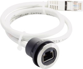 RJ45 hosszabbító 60 cm, dugó - beépíthető hüvely, fekete/ezüst, Schlegel RRJVA_RJ45