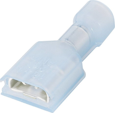 Lapos csúszósaru hüvely 4,8 x 0,5 mm, szigetelt, piros, TE Connectivity 2-520409-2