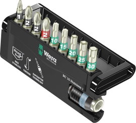 Nemesacél BIT készlet, kereszthornyú, PH, PZ, és Torx fejekkel, 10 részes készlet Wera BC 10/9 05071