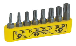 C.K. T4523 Csavarhúzó bit készlet 8 részes, Torx csavarokhoz, T8  10  15  20  25  27  30  40