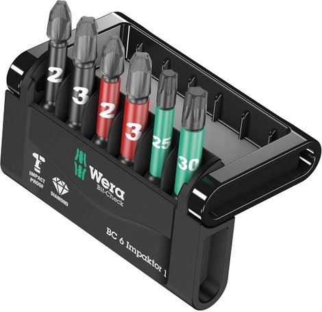 Torx BIT készlet, kereszthornyú PH, PZ és Torx 6 részes BIT készlet Wera Mini-Check Impaktor 4 05057