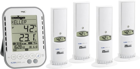 Hőmérséklet- és légnedvesség adatgyűjtő profi készlet, TFA Profi KlimaLogg Pro
