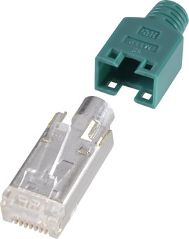 RJ45 CAT 5e egyenes dugó 8P8C 10 db-os készlet, zöld színű Hirose Electronic 973089