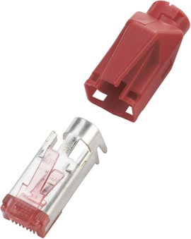 RJ45 dugó, CAT 6 árnyékolt kábelhez, egyenes, 10 db, piros, Hirose Electronic HR31RT10