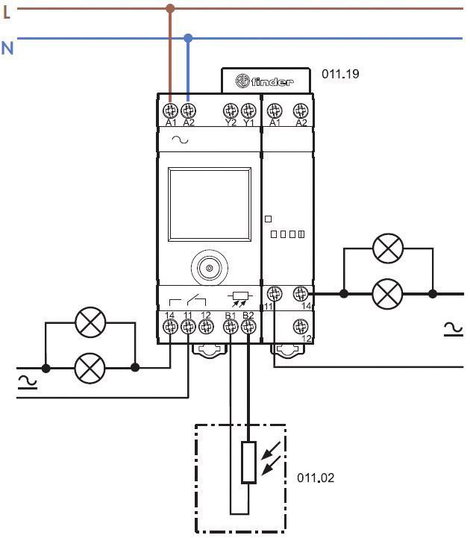 Finder DIN sínes alkonykapcsoló, LCD-s, 230V/AC, 2-150 lux, 1 áramkör, 11.91.8.230.0000 2. kép