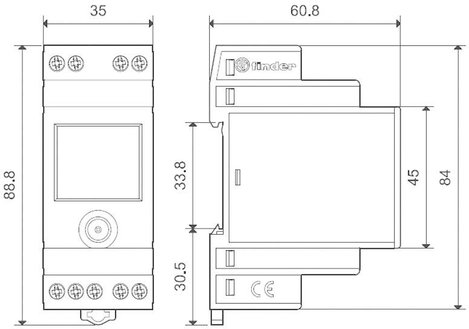 Finder DIN sínes alkonykapcsoló, LCD-s, 230V/AC, 2-150 lux, 1 áramkör, 11.91.8.230.0000 4. kép