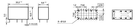 Takamisawa RY-12W-K Nyák relé 12 V/DC 1 A 2 váltó 1 db 2. kép