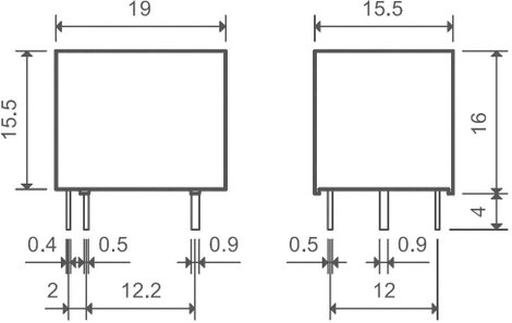 Nyák teljesítményrelé, 12V DC SERIE 36 2. kép