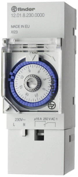 Finder DIN sínes timer időkapcsolórelé, 1 áramkör, 250V/16A, 12.01.8.230.0000