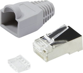 Csatlakozó dugó, RJ45, árnyékolt, CAT 6 Ppirosect Dugó, egyenes Pólusszám: 8P8C MP0021 Szürke LogiLi