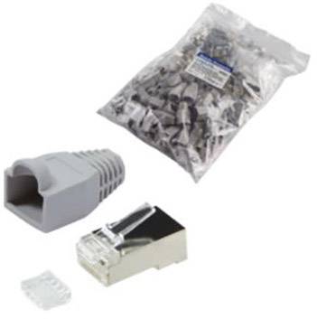 Csatlakozó dugó, RJ45, árnyékolt, CAT 6 Ppirosect Dugó, egyenes Pólusszám: 8P8C MP0021 Szürke LogiLi 6. kép
