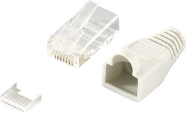 Csatlakozó dugó, RJ45, árnyékolás nélküli, CAT 6 Ppirosect Dugó, egyenes Pólusszám: 8P8C MP0023 Szür
