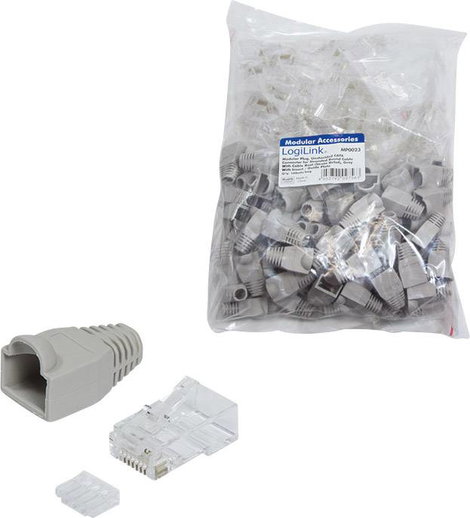 Csatlakozó dugó, RJ45, árnyékolás nélküli, CAT 6 Ppirosect Dugó, egyenes Pólusszám: 8P8C MP0023 Szür 2. kép