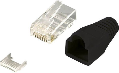 Csatlakozó dugó, RJ45, árnyékolatlan, CAT 6 Dugó, egyenes Pólusszám: 8P8C MP0024 Fekete LogiLink Tar