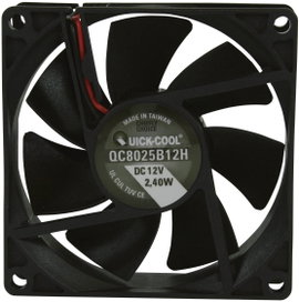 Axiális ventilátor (ipari), 12 V/DC 67.96 m³/h (Sz x Ma x Mé) 80 x 80 x 25 mm QuickCool QC8025B12H