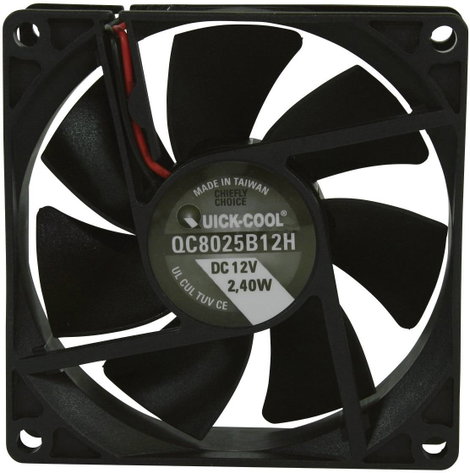 Axiális ventilátor (ipari), 12 V/DC 67.96 m³/h (Sz x Ma x Mé) 80 x 80 x 25 mm QuickCool QC8025B12H