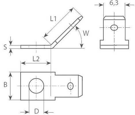 Dugaszoló csúszósaru, 6,3 mm / 0,8 mm 45° szigeteletlen, fémes Vogt Verbindungstechnik 3856.67 2. kép
