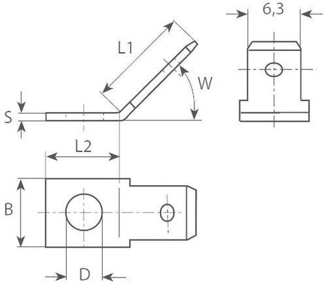 Dugaszoló csúszósaru, 6,3 mm / 0,8 mm 45° szigeteletlen, fémes Vogt Verbindungstechnik 3861.65 2. kép