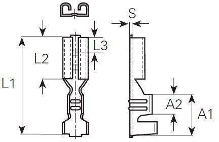 Lapos csúszósaru hüvely 4,8 x 0,8 mm, szigeteletlen, fém, Vogt Verbindungstechnik 3801.67 2. kép