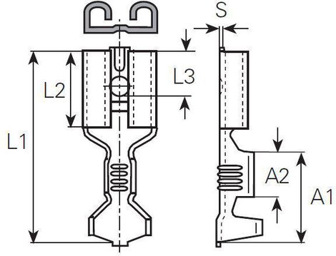 Lapos csúszósaru hüvely 6,3 x 0,8 mm, szigeteletlen, fém, Vogt Verbindungstechnik 3832.67 2. kép